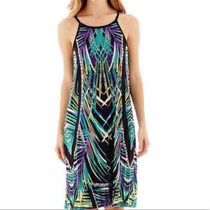 Nicole Miller Sleeveless Pleated Halter Dress